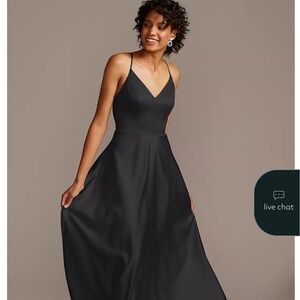 Celebrate DB Studio Bridesmaid Dress - Spaghetti Strap Satin A-Line Long Maxi